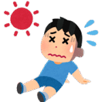夏バテで暑そうな男の子のイラスト