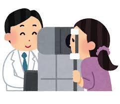 オートレフ・ケラトメーターでけんさしているイラスト